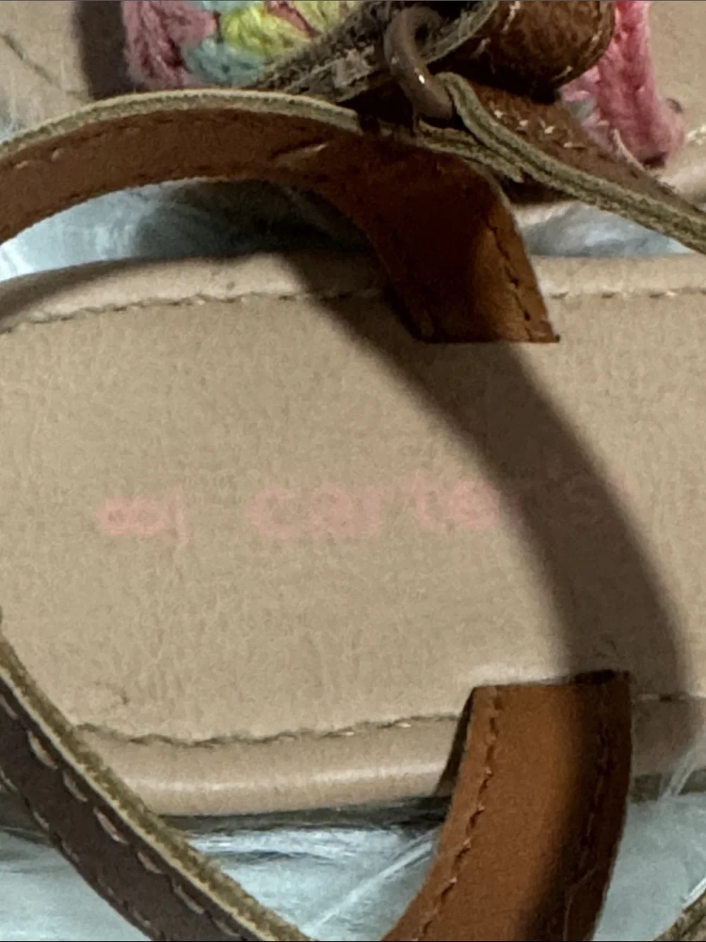 Carter's Toddler Girls Pink Granny Square Crochet Sandals with Tan Ankle Straps